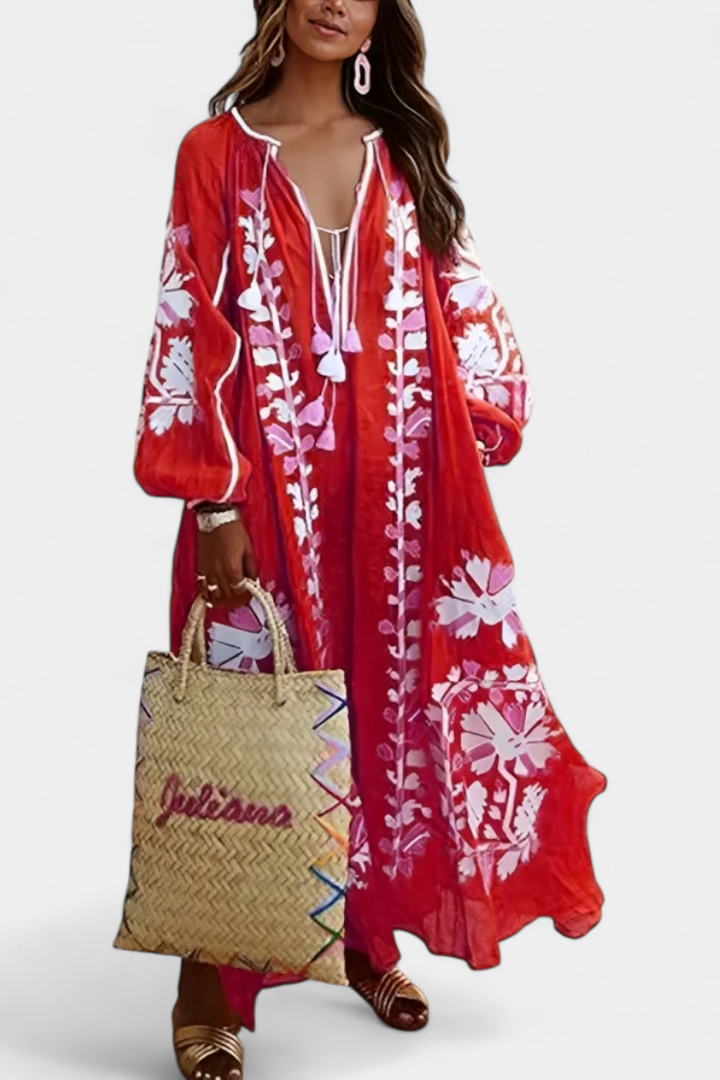 Robe Florale Alessia à Manches Longues et Style Bohème
