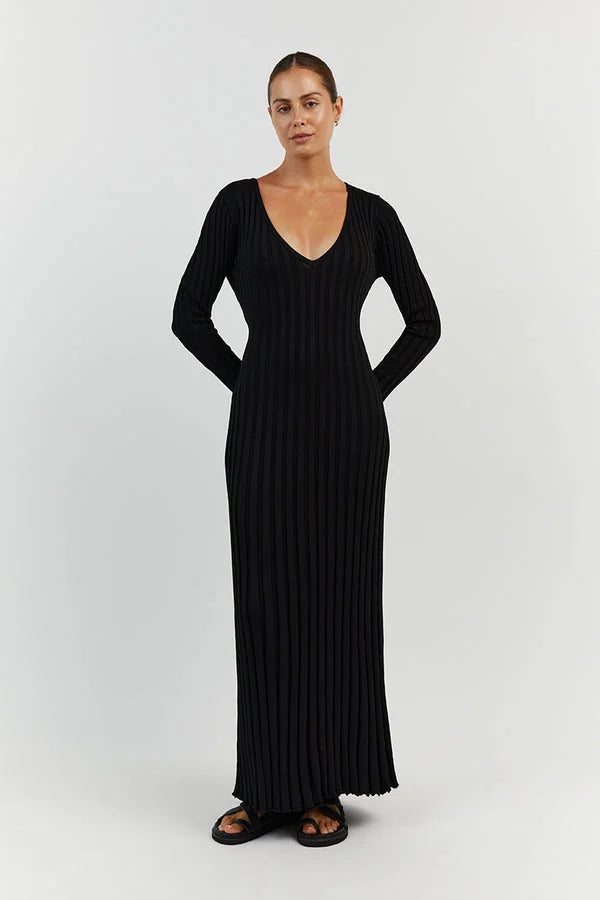 Darla Robe en Maille Côtelée avec Ceinture