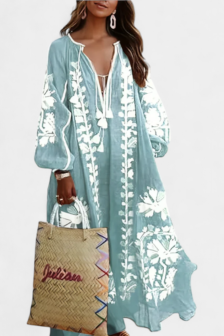 Robe Florale Alessia à Manches Longues et Style Bohème
