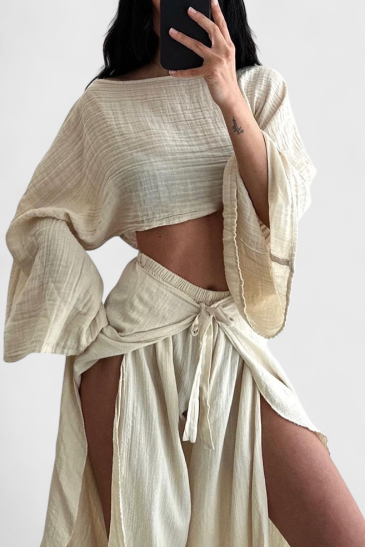 Ensemble Fluide Elsie avec Kimono et Pantalon Croisé