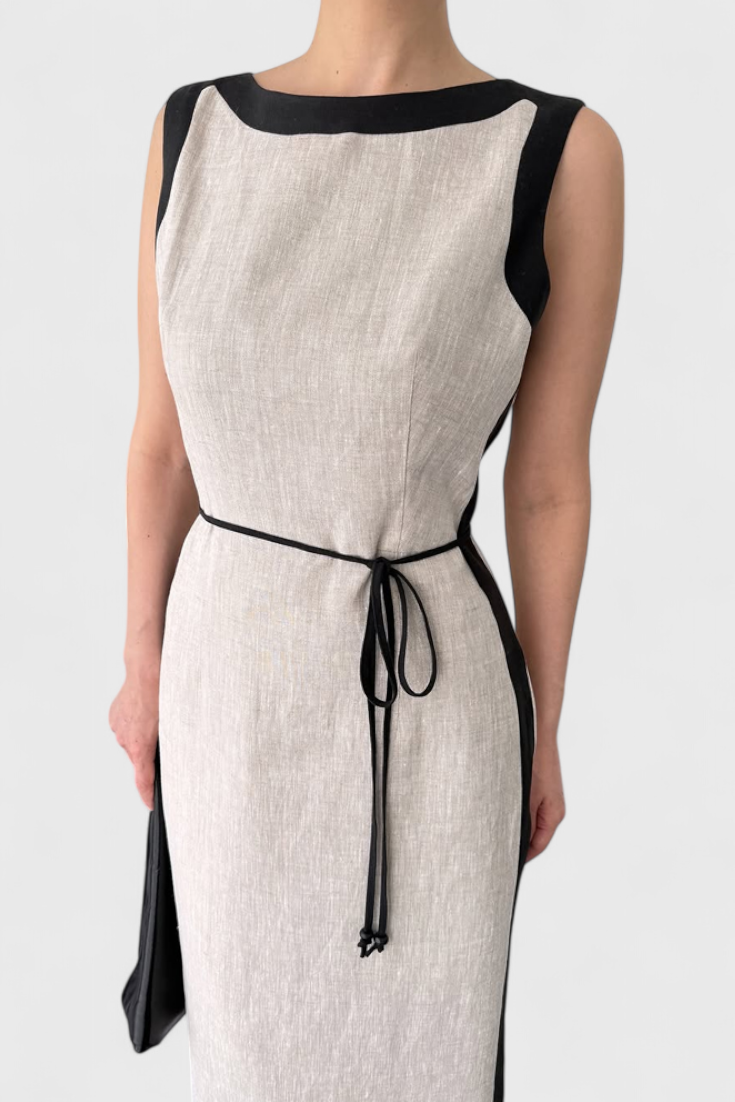 Robe Sans Manches Samanta avec Contraste de Couleur