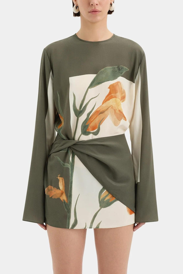 Robe Joaquina Fleurie avec Détail Torsadé et Dos Nu