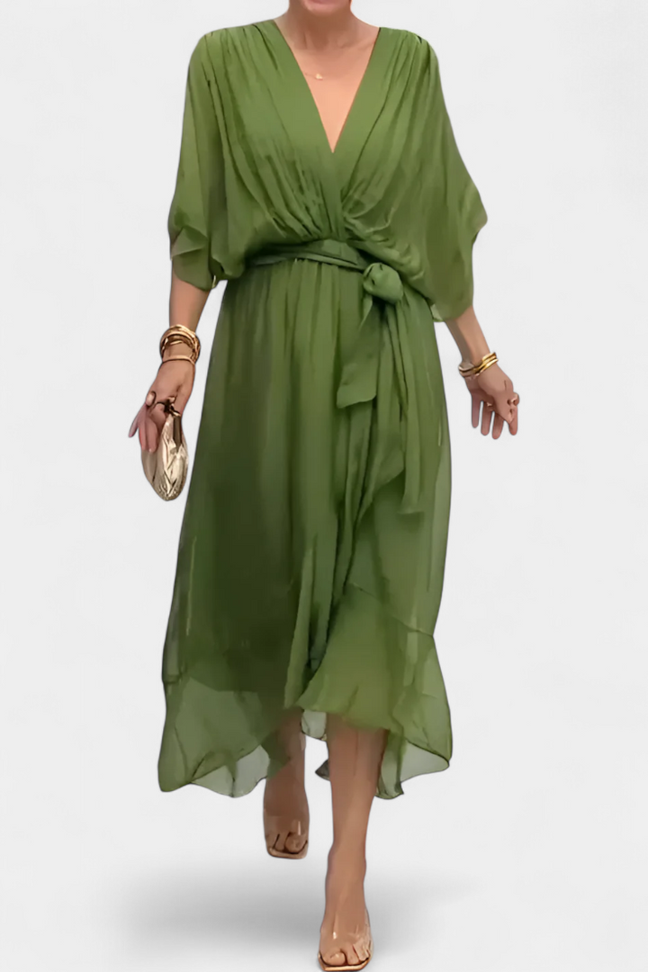 Luisa Robe Longue avec Décolleté en V et Coupe Flowy