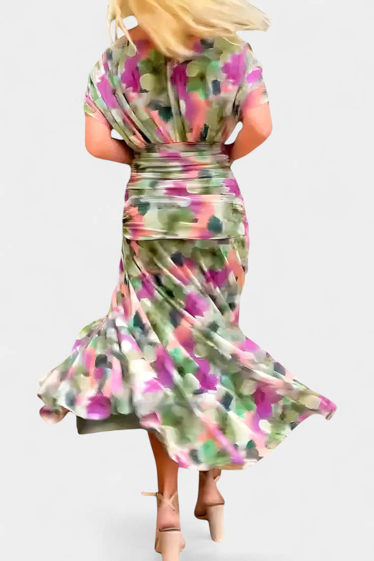 Alondra Robe Longue avec Imprimé Floral Fantaisie et Décolleté en V