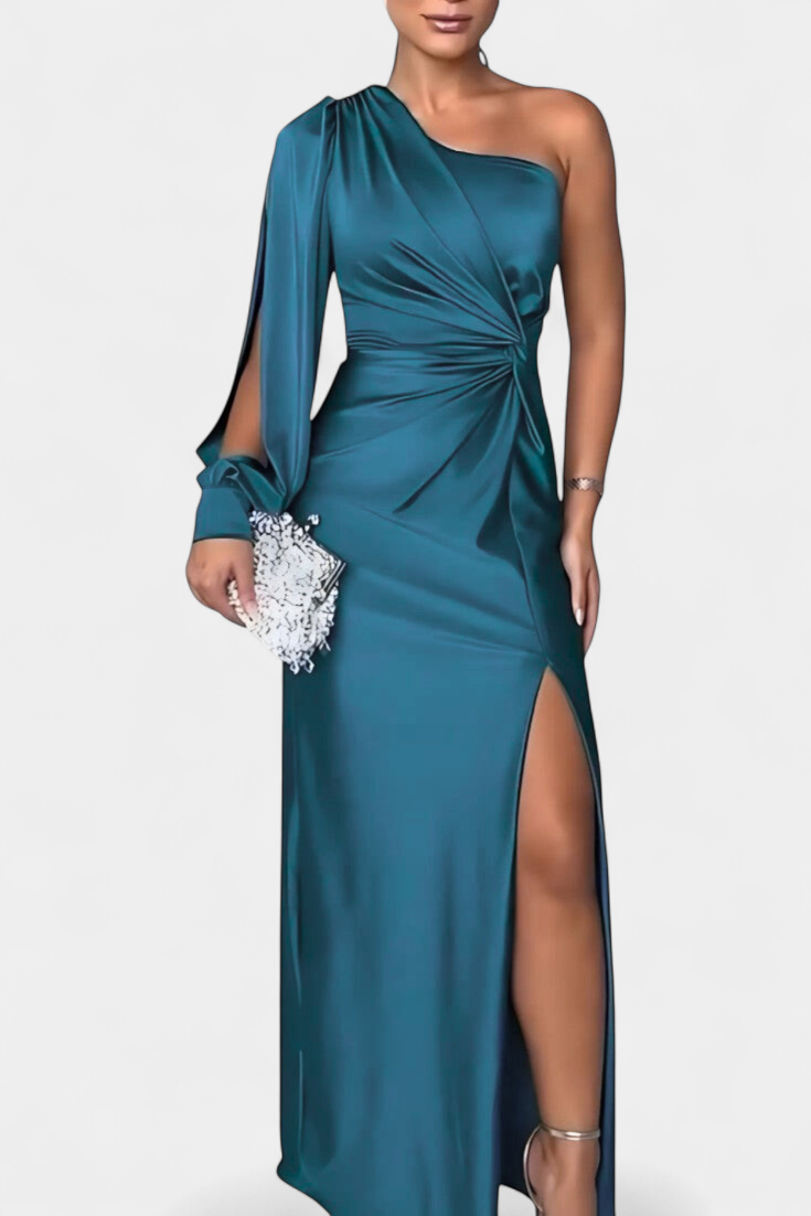 Robe Asymétrique Drapée Charlotte à Une Épaule