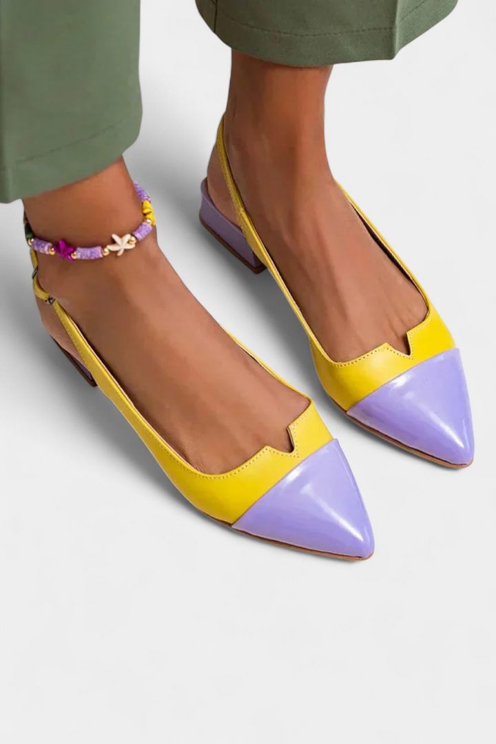 Sandales Grazia Colorées avec Bout Aiguisé et Sangle Arrière