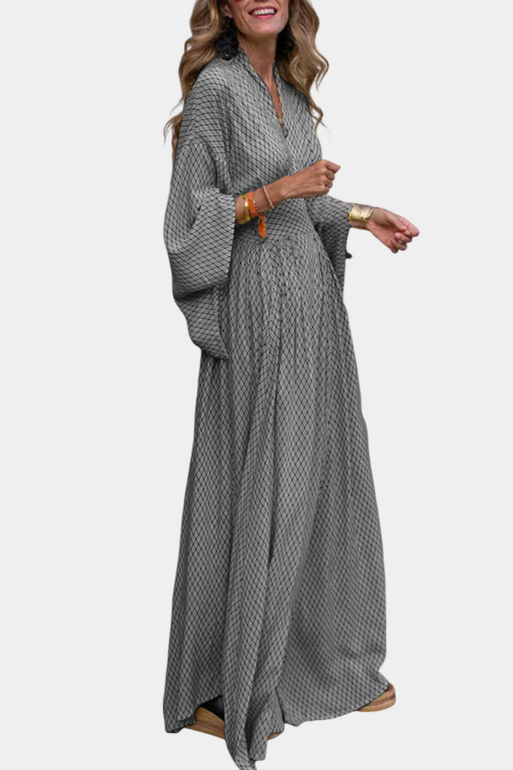 Robe Maxi Géométrique Anelia avec Décolleté en V