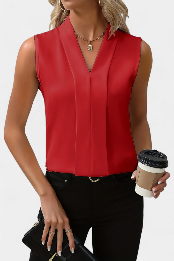 Nele Blouse Sans Manches avec Décolleté en V et Coupe Fluide