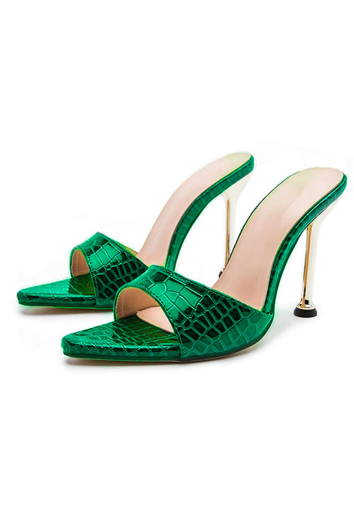 Sandales à talons hauts avec bout ouvert et sans bride à la cheville