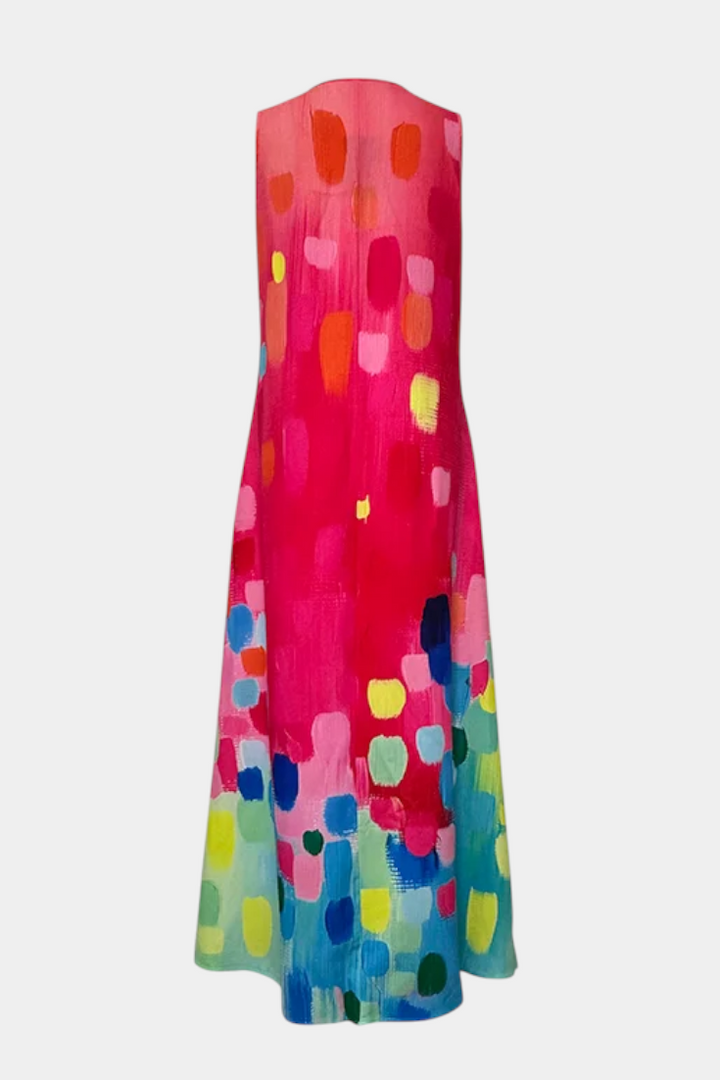 Robe Enna Colorée Sans Manches avec Décolleté en V