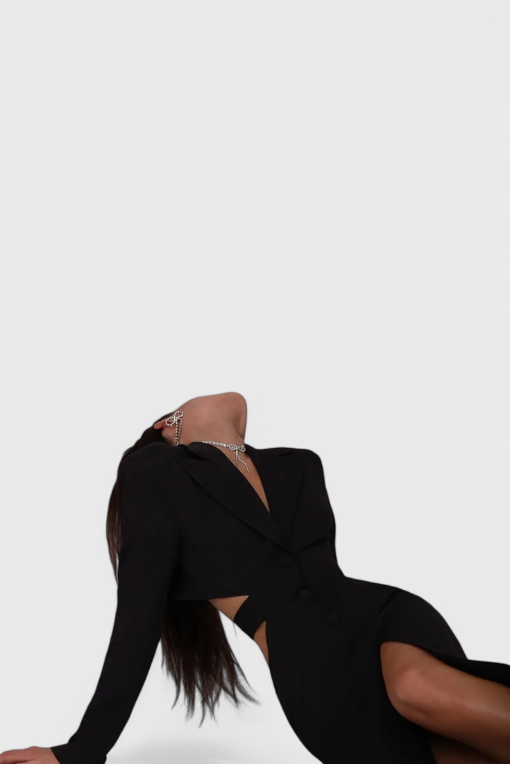 Robe Blazer Midi Bernice avec Découpe et Dos Découvert