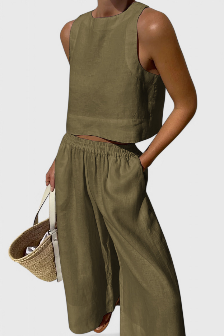 Avelina Ensemble Minimaliste en Coton et Lin Léger