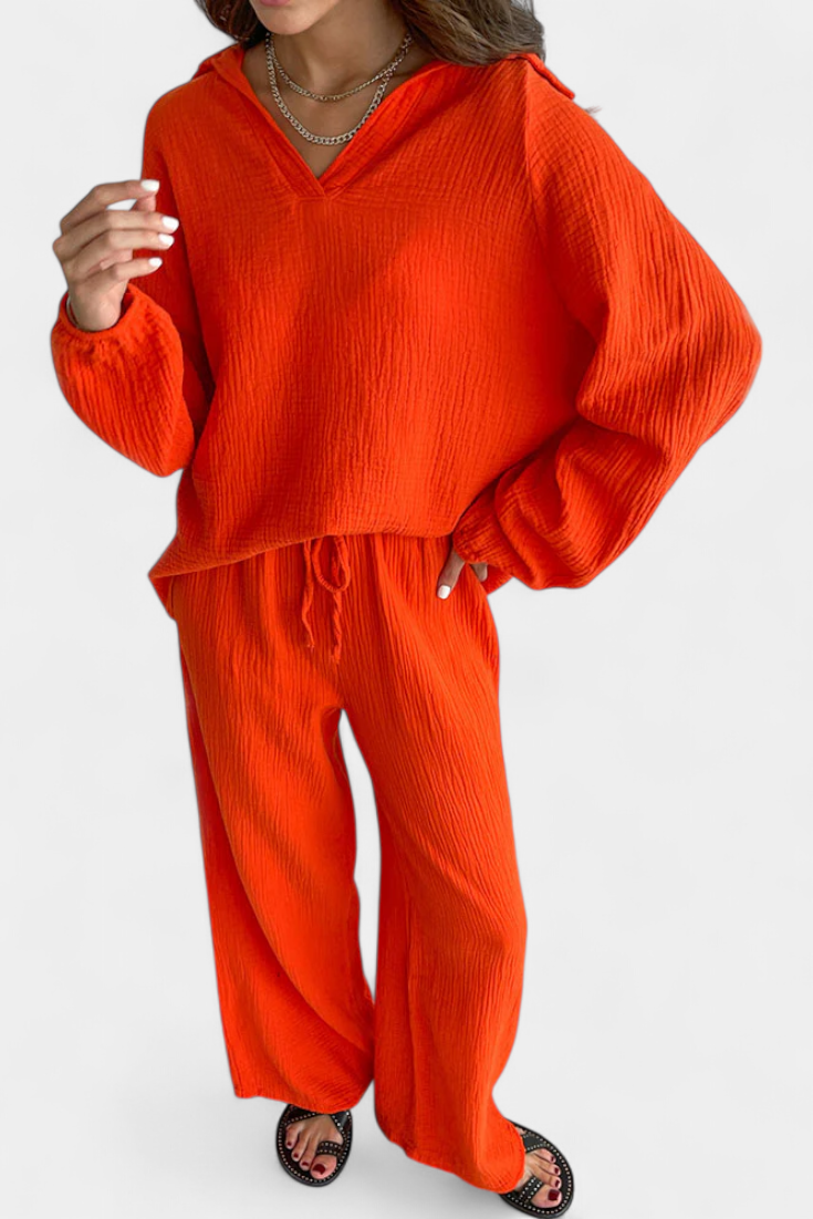 Aya Ensemble de Deux Pièces en Coton avec Décolleté en V