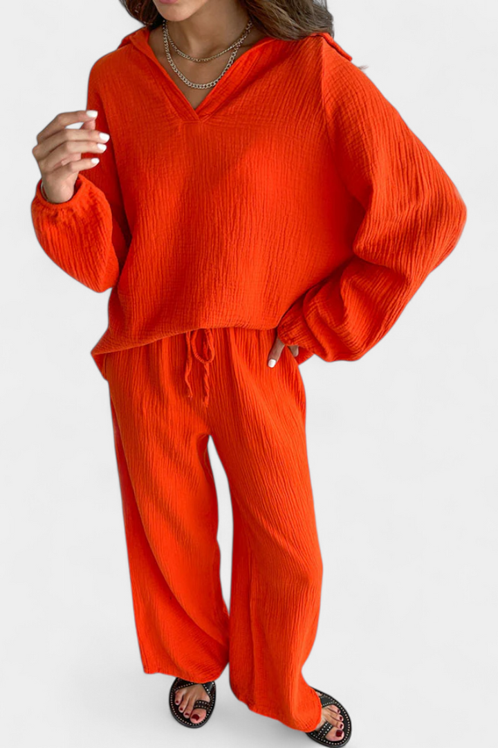 Aya Ensemble de Deux Pièces en Coton avec Décolleté en V