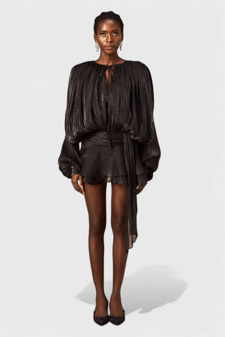 Aurore Robe Mini avec Volants et Plis Complets