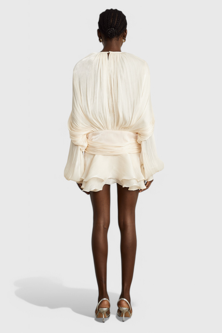 Aurore Robe Mini avec Volants et Plis Complets
