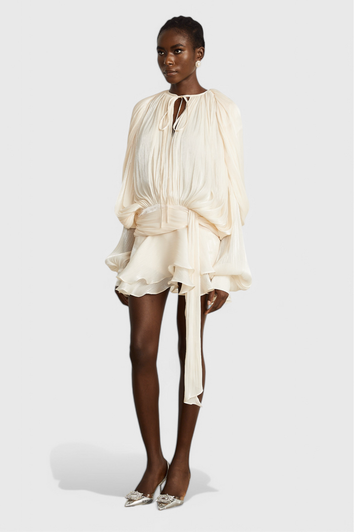 Aurore Robe Mini avec Volants et Plis Complets
