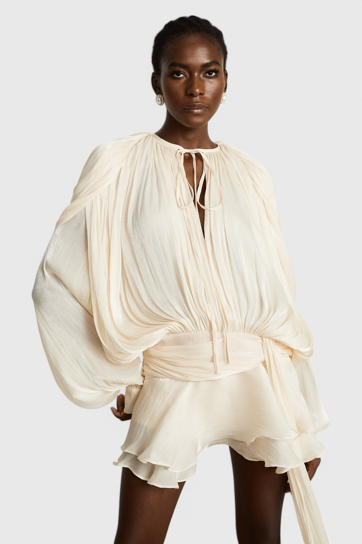 Aurore Robe Mini avec Volants et Plis Complets