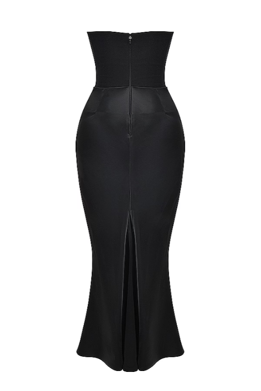 Robe Maxi Drapée Emily avec Corset Sans Bretelles