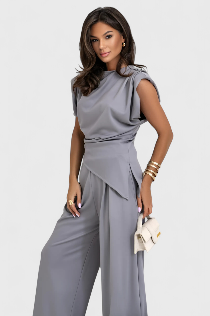 Sofia Ensemble Asymétrique avec Épaules Drapées