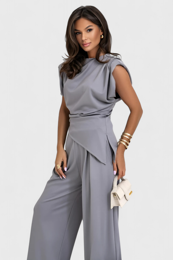 Sofia Ensemble Asymétrique avec Épaules Drapées