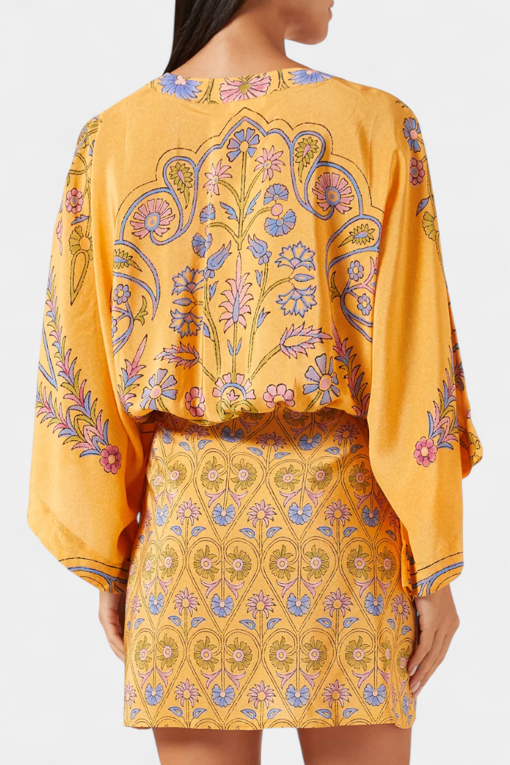 Robe Boho Candela avec Imprimé Floral et Décolleté en V Croisé