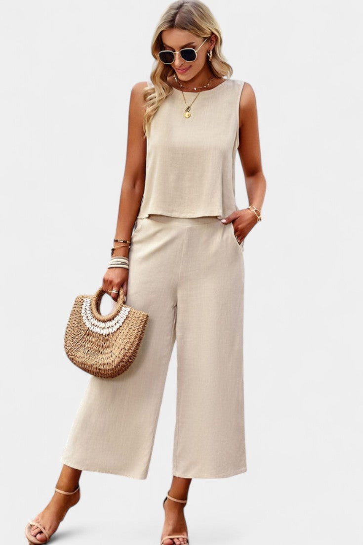 Lavinia Ensemble Boho de Top et Shorts en Lin et Coton