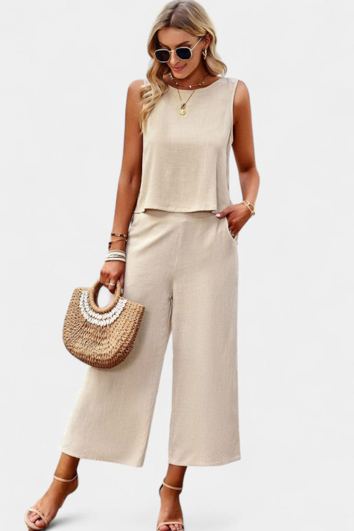 Lavinia Ensemble Boho de Top et Shorts en Lin et Coton