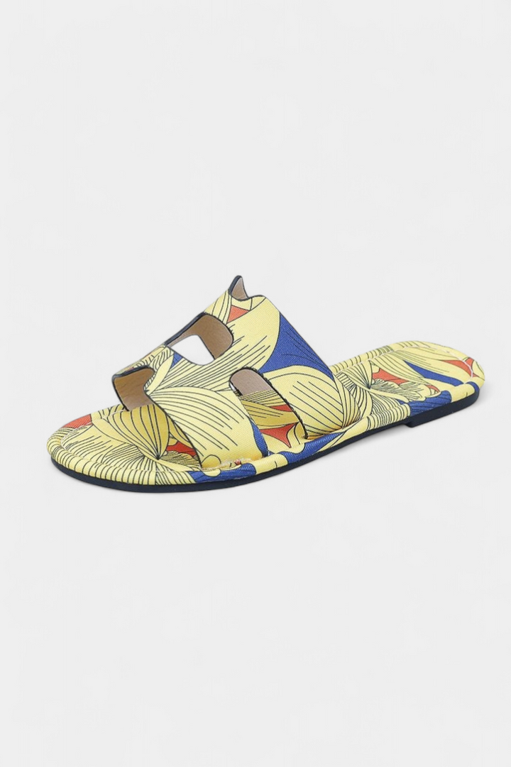 Sandales Plates Multicolores Berenice avec Imprimé Tropical