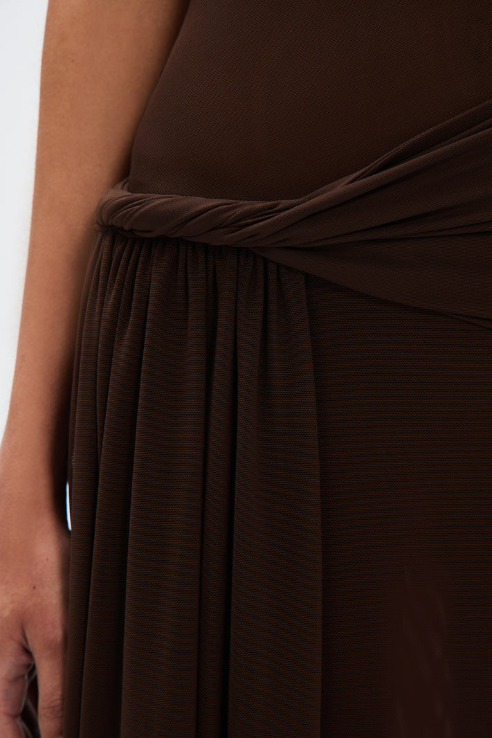 Robe Maxi Eranda en Maille Drapée Off-Shoulder