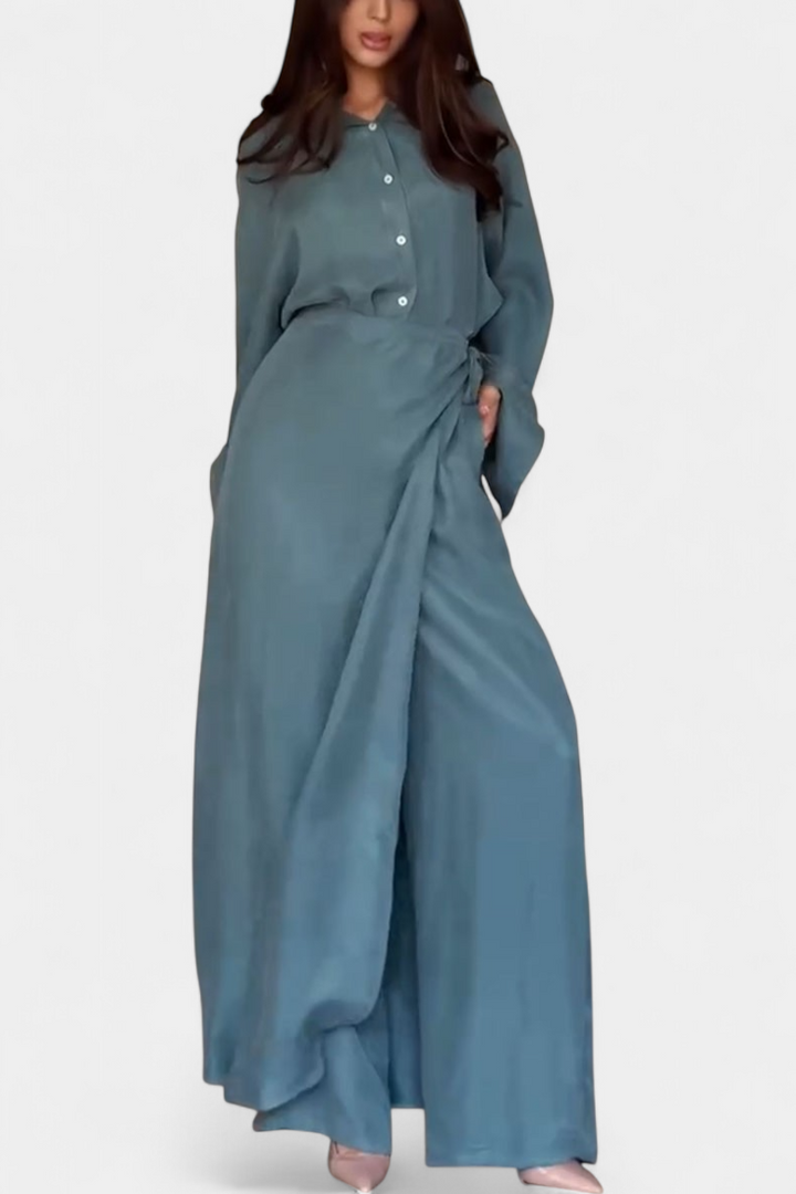 Marisol Ensemble Décontracté de Chemise Ample et Pantalon Jupe