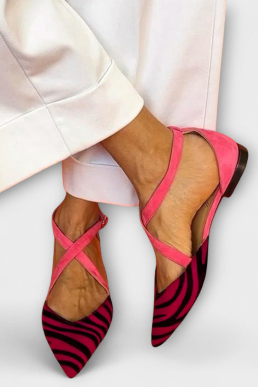 Ballerines Fenna avec Imprimé Zèbre et Bandes Croisées