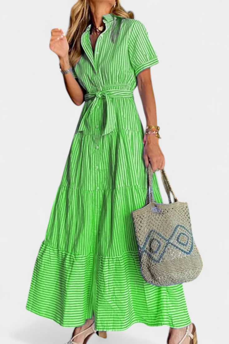 Robe Chemise Longue Rayée Maya avec Ceinture