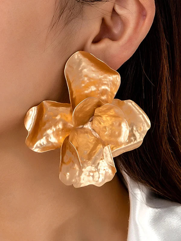 Boucles d'Oreilles Brillantes en Forme de Fleur