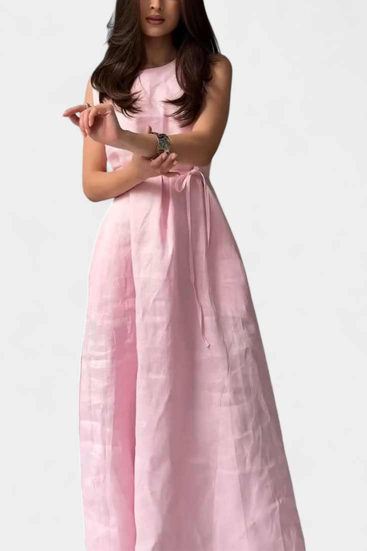 Robe Rosetta Douce Sans Manches avec Nœud Réglable