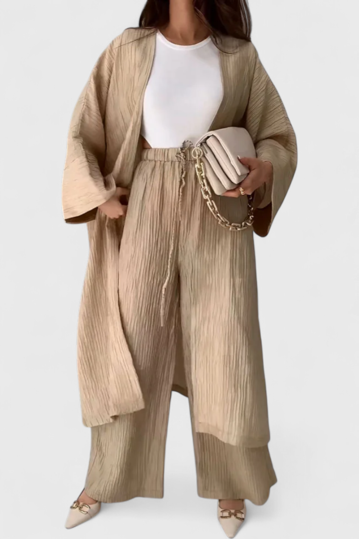Ensemble Décontracté Caspian de Deux Pièces avec Kimono Long