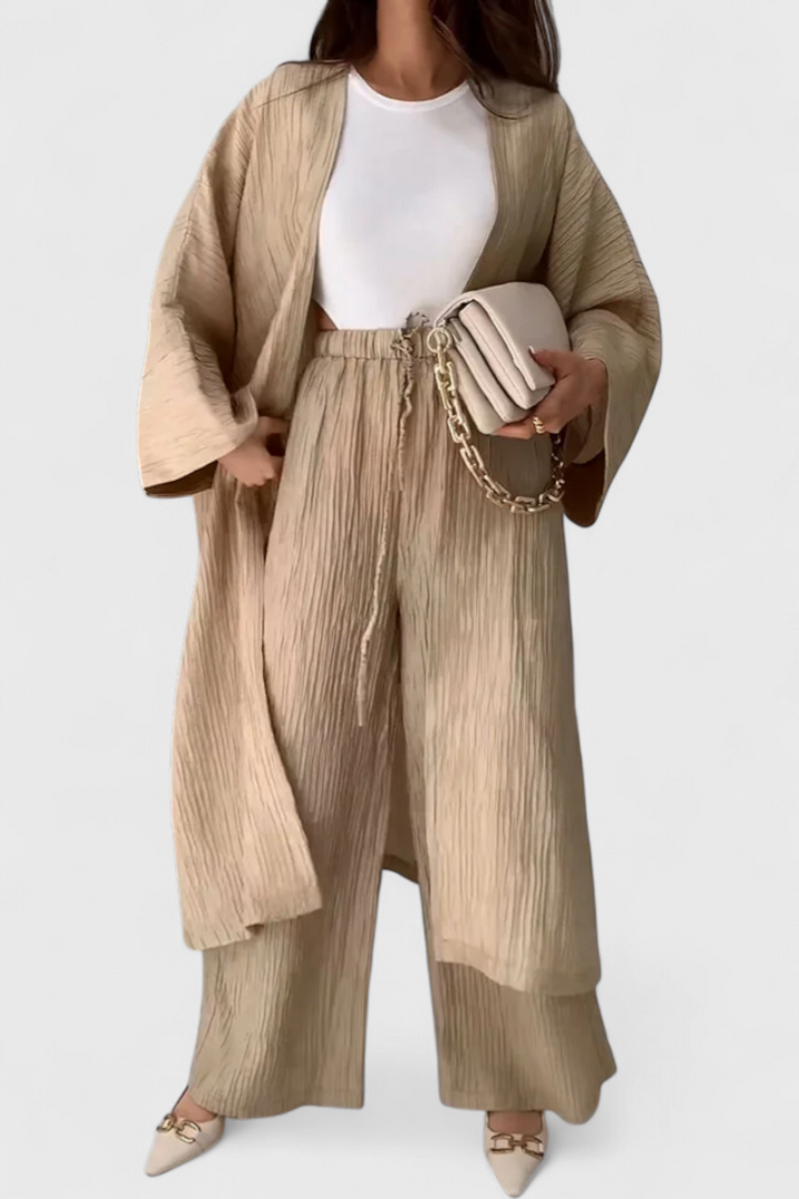 Ensemble Décontracté Caspian de Deux Pièces avec Kimono Long