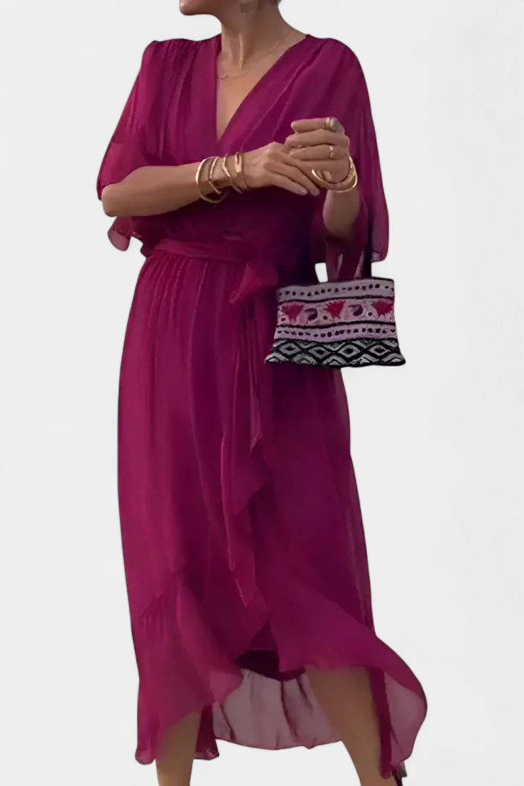 Luisa Robe Longue avec Décolleté en V et Coupe Flowy