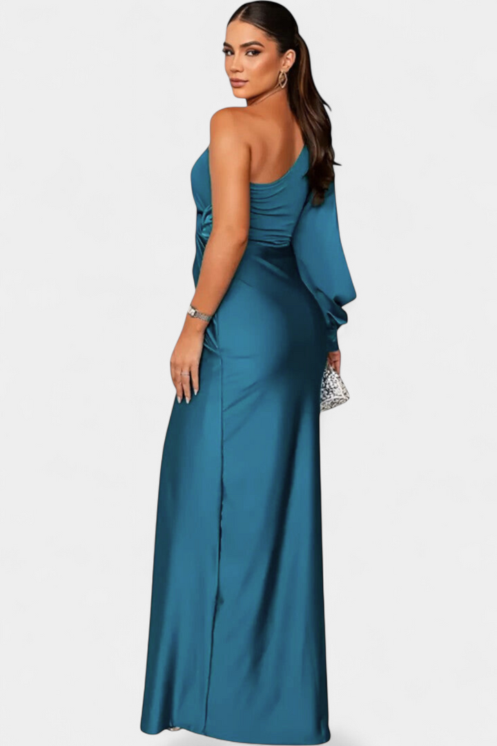 Robe Asymétrique Drapée Charlotte à Une Épaule