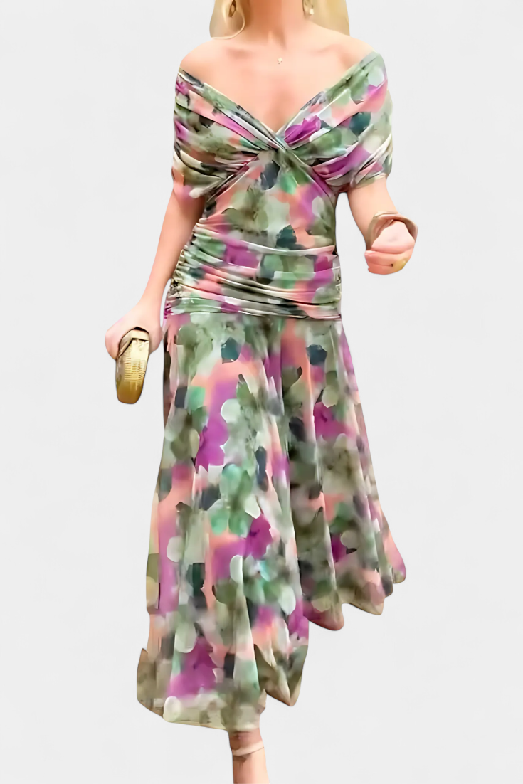 Alondra Robe Longue avec Imprimé Floral Fantaisie et Décolleté en V