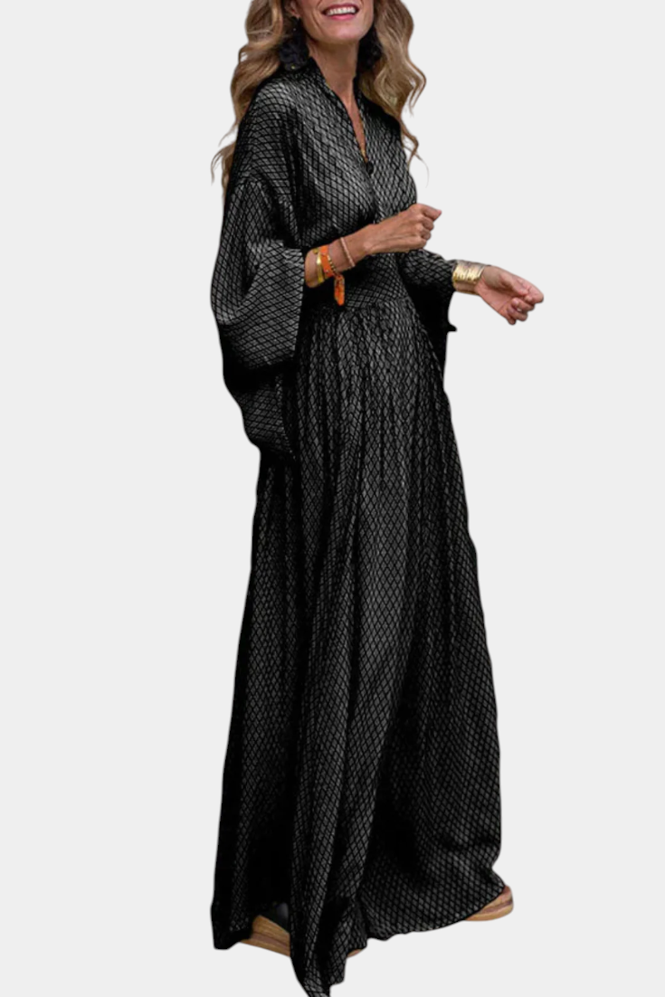 Robe Maxi Géométrique Anelia avec Décolleté en V