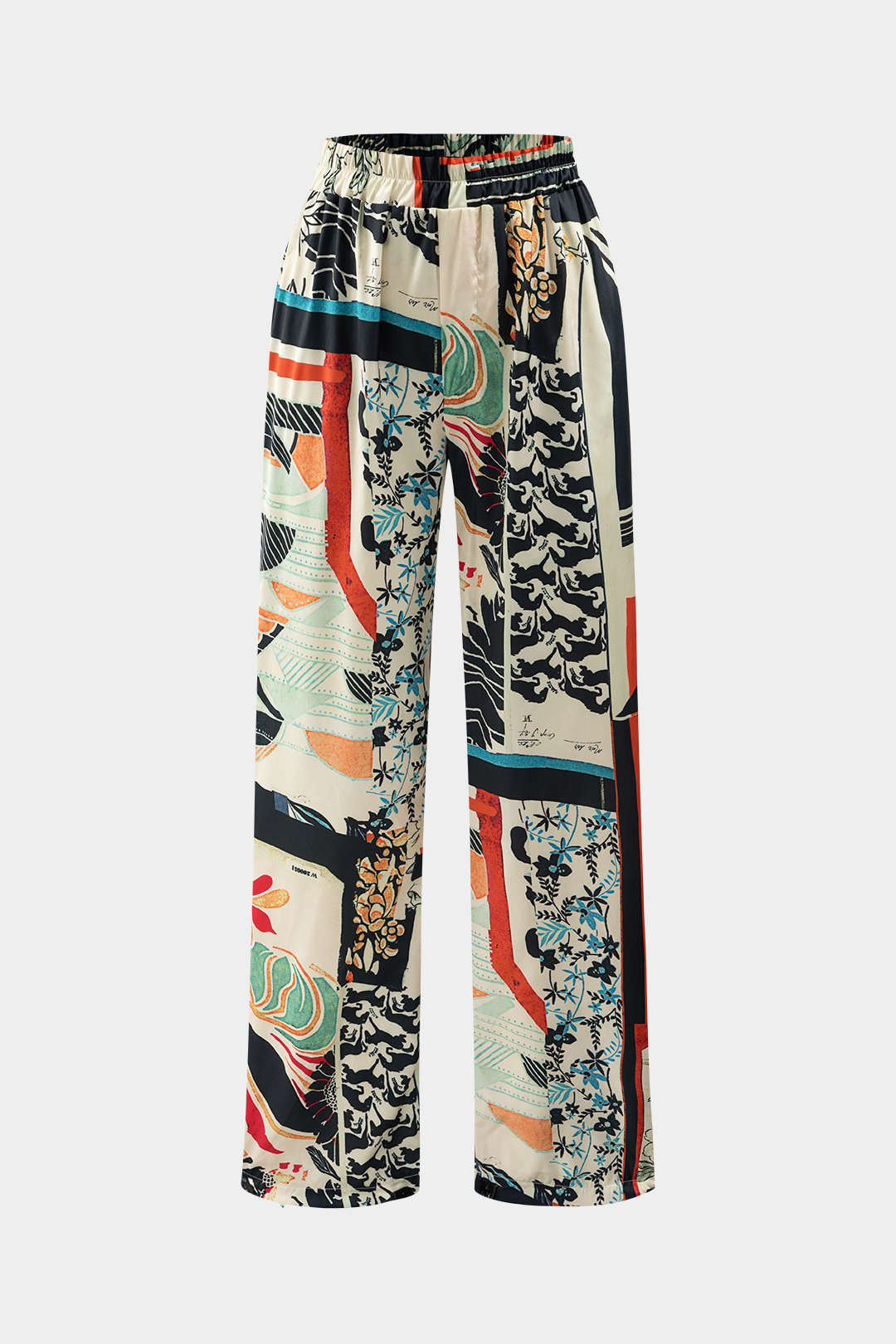 Pantalons Droits Taille Haute avec Imprimé Floral