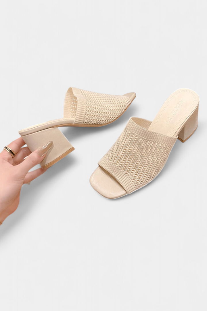 Sandales à Talons Christy avec Maille Respirante et Design Carré