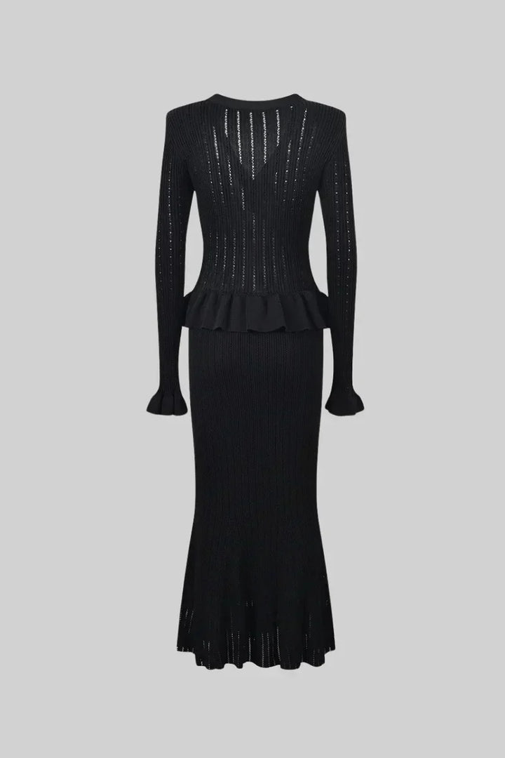 Prudence Ensemble de Robe Midi en Maille Raffinée et Top à Boutons