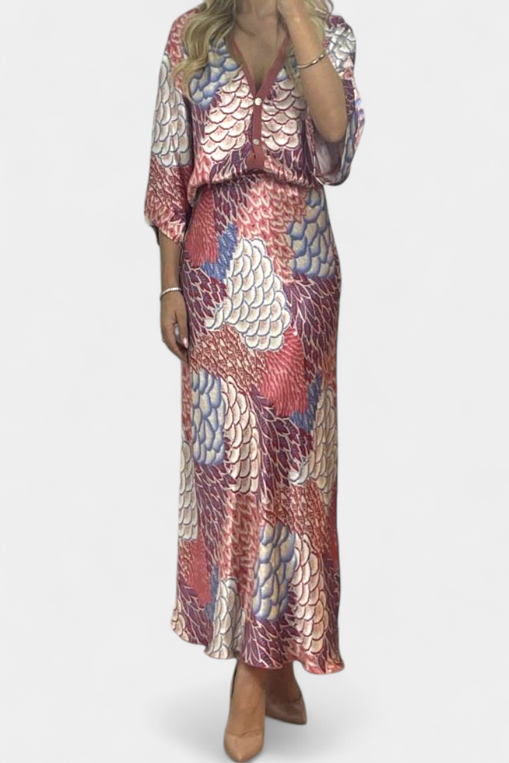 Shae Ensemble Doux de Blouse et Jupe Queue de Poisson Florale