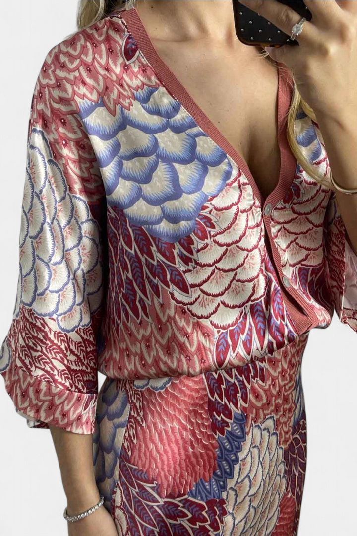 Shae Ensemble Doux de Blouse et Jupe Queue de Poisson Florale