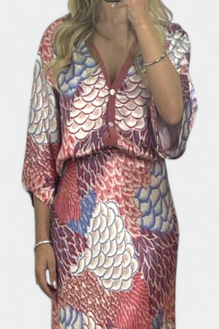 Shae Ensemble Doux de Blouse et Jupe Queue de Poisson Florale