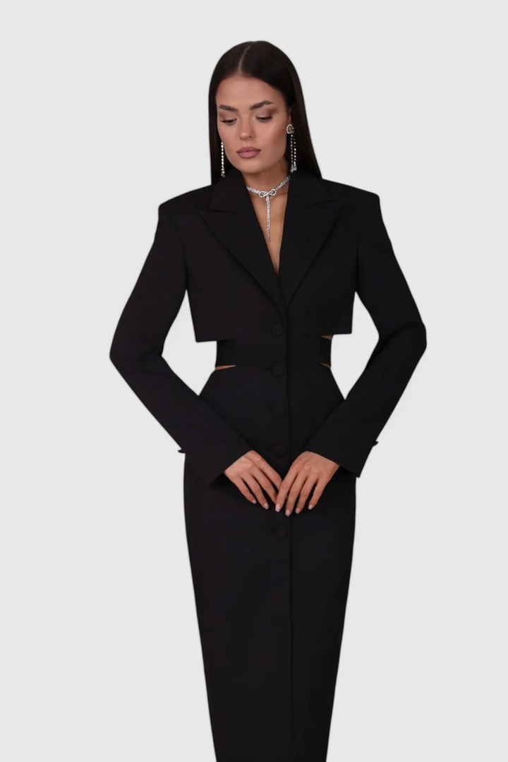 Robe Blazer Midi Bernice avec Découpe et Dos Découvert