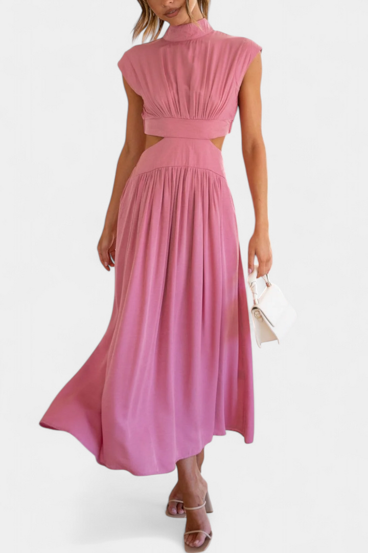 Jocelyn Ensemble Long Minimaliste avec Col Haut et Fente Latérale