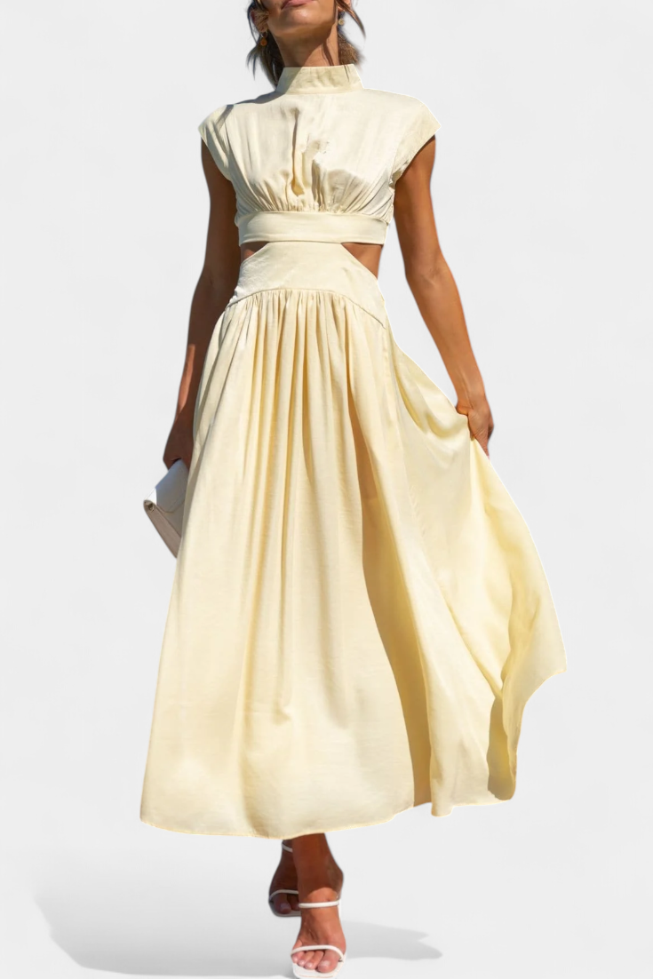 Jocelyn Ensemble Long Minimaliste avec Col Haut et Fente Latérale